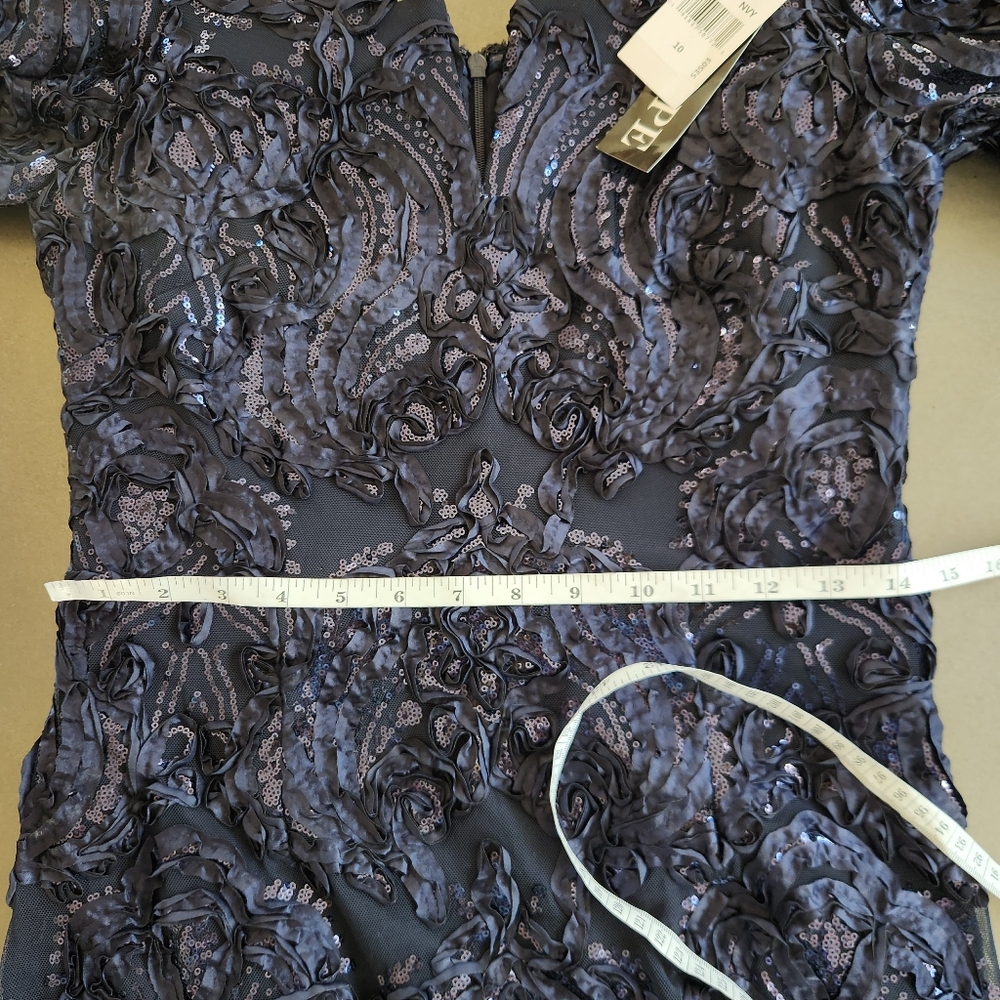 Xscape Off The Shoulder Gown Size 10 NWT $359 Navy Embellished - Picture 12 of 13